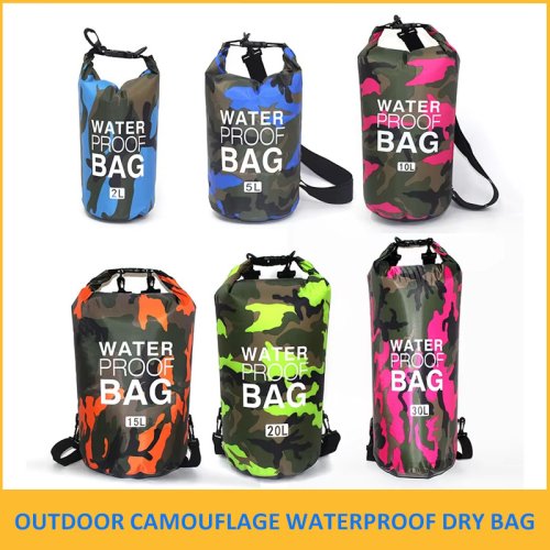 Imagen de Bolsas Secas Impermeables de Camuflaje para Exteriores – Bolsa Portátil para Rafting, Buceo y Senderismo en Río, Disponible en 2L, 5L, 10L, 15L y 30L