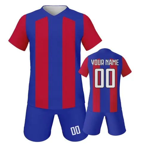 Image de Maillot de Football Enfant Personnalisable - Bleu & Rouge