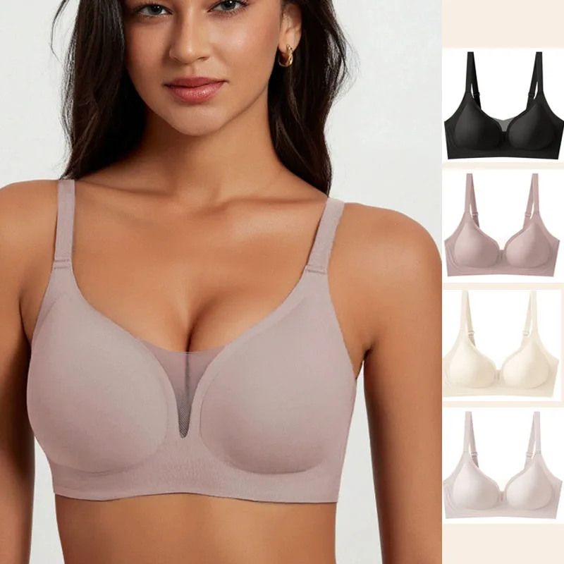 Image of Wireless Seamless Push-Up Bra for Women – Plus Size S XL, Rear Hook Closure, Comfortable Beauty Back One-Piece Underwear