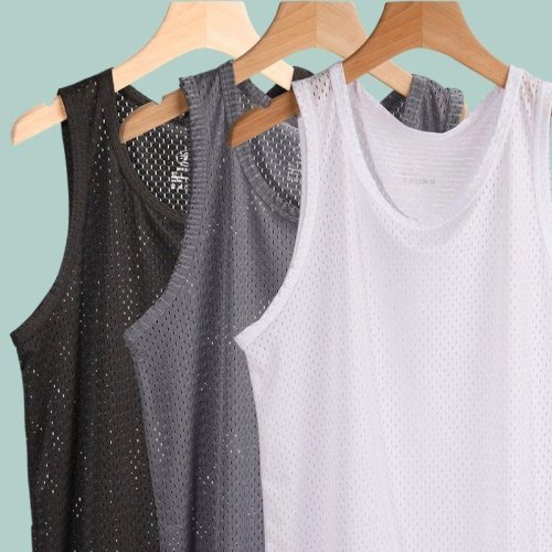 Afbeelding van Zomer Mesh Tank Top voor Mannen - Ademende en Sneldrogende Gym T-Shirt voor Fitness, Bodybuilding en Spiertraining