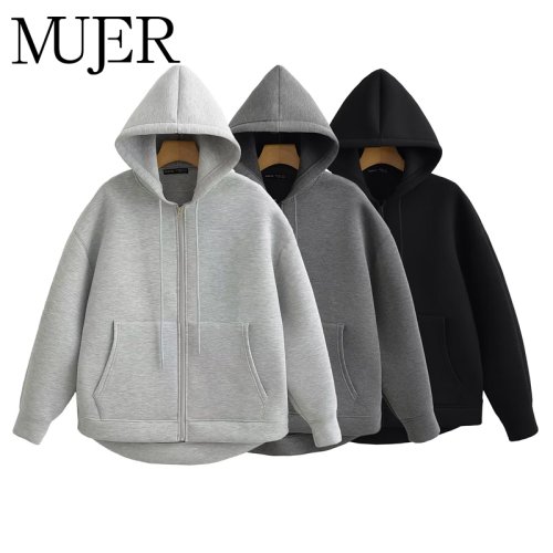 Sweat à Capuche Zippé Femme - Style Oversize Automne