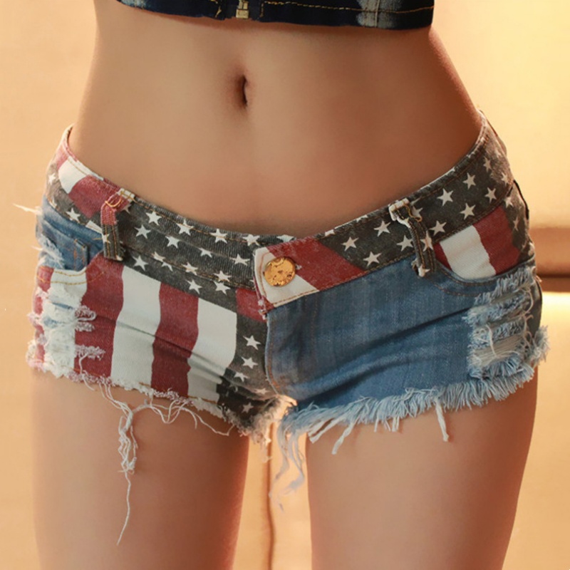 Image de Short Jean Femme Imprimé Drapeau Américain - Style Pôle Dance