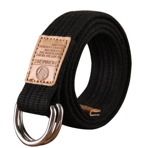 Immagine di Cintura in Tela Unisex con Fibbia a Doppio Anello – Stile Militare, Perfetta per Pantaloni da Cowboy, Lavoro e Look Casual per Uomo e Donna