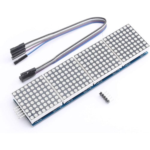 Imagen de Módulo de matriz de puntos MAX7219 32x8 4 en 1 Unidad de módulos de pantalla LED con cables de 5 pines para Arduino Raspberry Pi