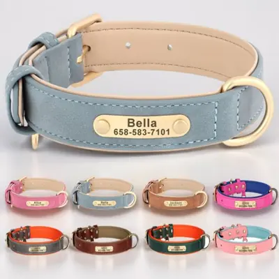 Collier de Chien Personnalisé en Cuir - Gravure Gratuite