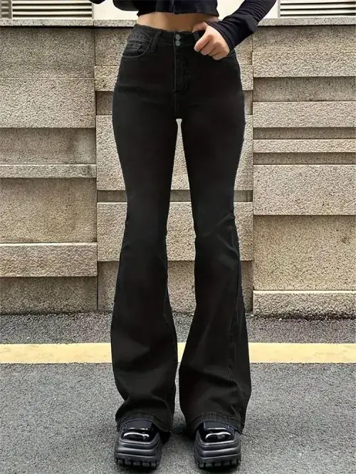 Image de Jeans Évasés Haute Taille - Style Punk Y2K