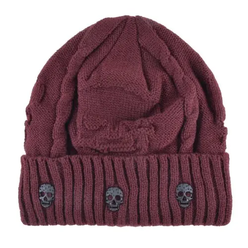 Image de Bonnet Hiver Homme Crâne Métallique - Tricot Épais & Velours