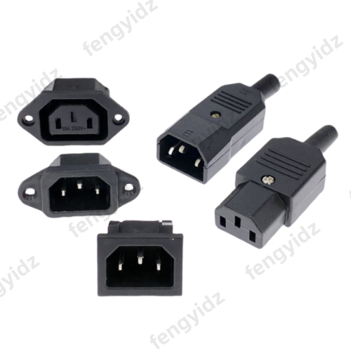 Afbeelding van IEC320 C14 C13 Elektrische AC-aansluiting 3 Vrouwelijke Mannelijke Inlaatstekker Connector 3-pins Socket Mount