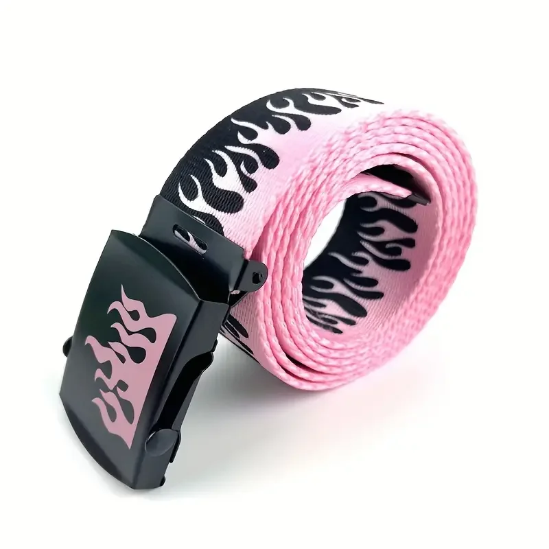 Immagine di Cintura con Fiamma Stile Punk: Accessorio di Personalità Hip Hop, Streetwear e Bad Boy alla Moda per Uomini e Donne con Occhielli Durevoli