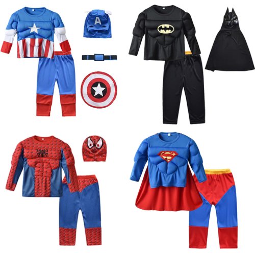 Immagine di Costume da Supereroe per Bambini: Hulk, Captain America, Spider-Man e Avengers – Abiti Muscolari per Feste di Carnevale e Halloween