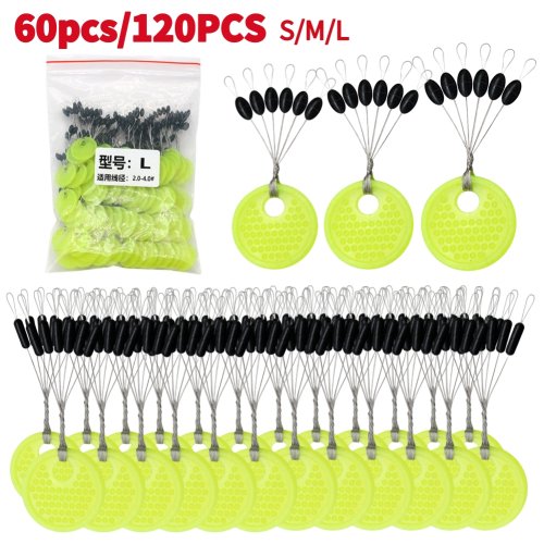 Imagen de Conjunto de Flotadores de Pesca en Silicona - Set de 60 a 120 Piezas con Tapones Ovalados Negros para Mosca de Carpa y Pesca Marítima
