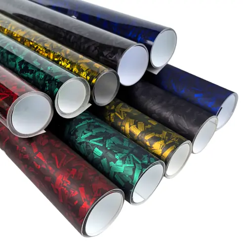 Image de Film Vinyle Carbon Fiber Brillant Noir, Argent, Rouge - 1050x152cm
