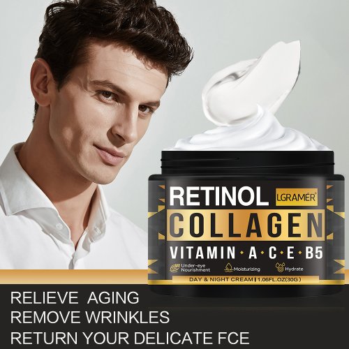 Image of Natural Men's Retinol & Collagen Face Cream – Hydrating, Brightening, Anti-Wrinkle, Firming Moisturizer for Healthy Skin