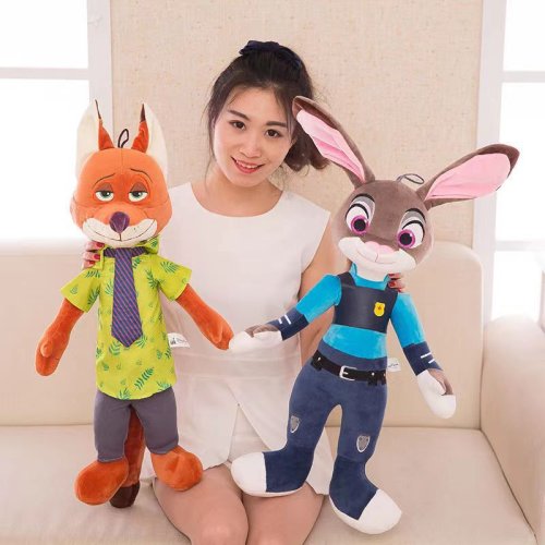 Image of Adorable Cartoon Animal Plush Toy Featuring Judy Rabbit and Mr. Nick Fox – Soft Stuffed Dolls for Kids' Bedroom Decor, Perfect Birthday or Christmas Gift