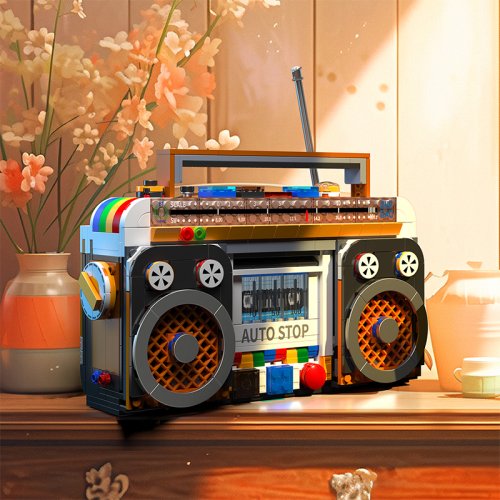 Image of 554-Piece Colorful Retro Radio Model Building Blocks Set – DIY Assembly Bricks for Adults & Kids, Vintage Home Appliance Desk Decor, Creative Construction Toy Gift