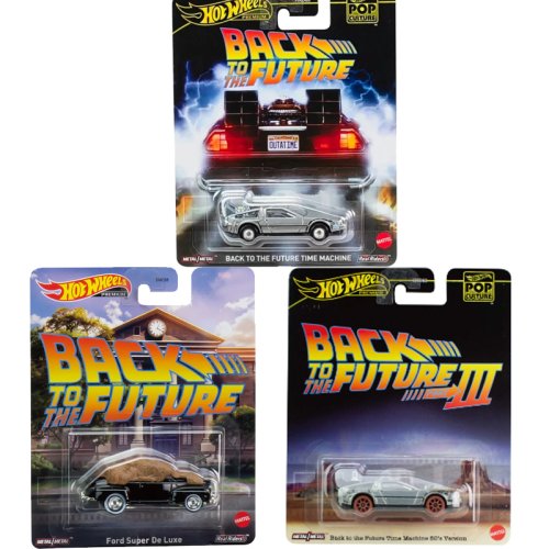 Image of Hot Wheels Premium Back to the Future Time Machine Diecast Car – 1:64 Scale Ford Super De Luxe Model for Boys and Collectors
