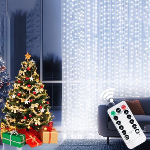 Zdjęcie Lampki LED Fairy Light 3m i 6m – Świąteczne, Ślubne i Urodzinowe Girlandy Oświetleniowe z 8 Trybami, Kurtyna Świetlna z Zasilaniem USB