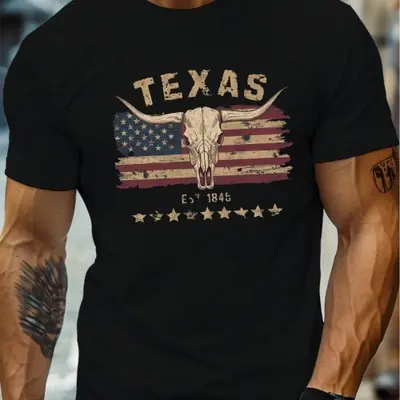 Image de T-Shirt Homme Texas Longhorn - Imprimé Crâne de Vache