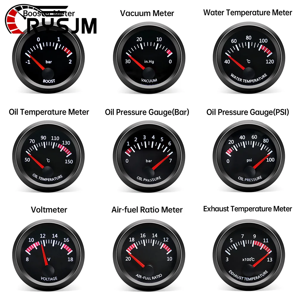 Imagen de Medidor Digital de Temperatura de Agua y Aceite para Coche 2" 52mm 12V con Sensor, Barra de Voltaje, Presión de Aceite PSI, Vacío y Relación Aire-Combustible EGT