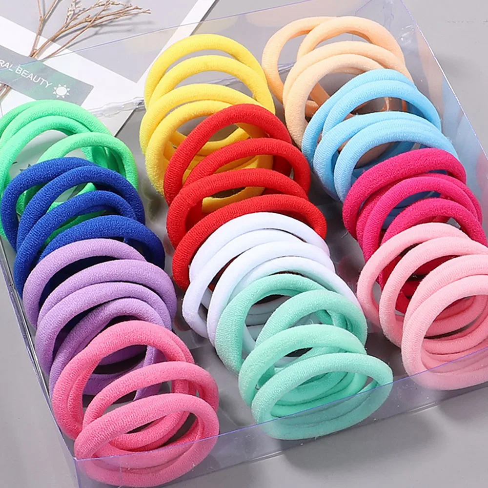 Image of 30-Piece Set of Soft Elastic Hair Ties for Women and Girls – Colorful Nylon Scrunchies, Gentle Ponytail Holders & Headbands for Everyday Use