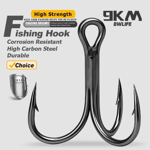 Image of 9km 10-Piece Fishing Treble Hooks Set – 3X Strong Triple Hooks for Sea and Freshwater Fishing with Hard Lures