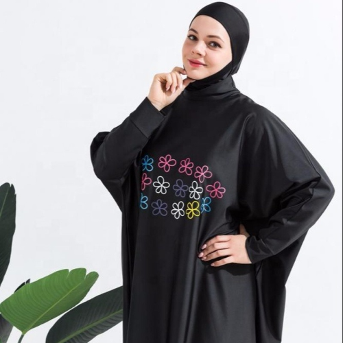 Bild von Frauen Muslimische Bademode Beachwear Siebdruck 3 stücke Islamische Kleidung Hijab Lange Ärmel Sport Badeanzug Burkinis Bade Fledermaus Anzug