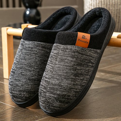 Immagine di Pantofole Invernali da Uomo in TPR Antiscivolo con Memory Foam, Calde e Morbide, Cuscino Interno, Design Patchwork, Scarpe da Interno Casual