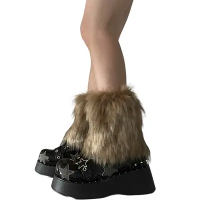 Image de Jambières Fausse Fourrure Gothique - Style Y2K & Punk