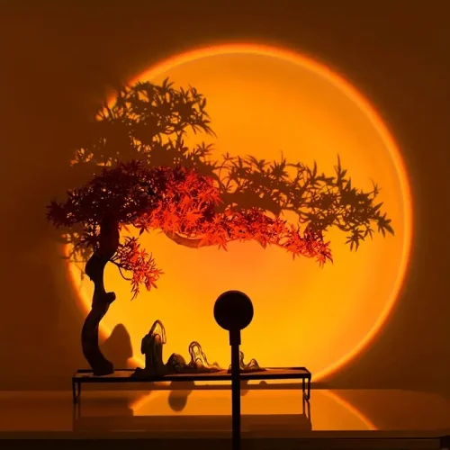 Imagen de Lámpara de Puesta de Sol con Proyector LED de 16 Colores, Luces de Arcoíris Rotativas 360°, Control Remoto y 4 Modos para Fotografía y Ambiente Nocturno