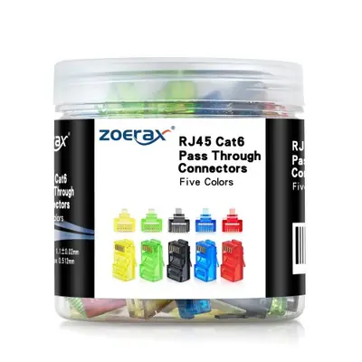 Image de Connecteurs RJ45 Cat6 - 100 pcs Colorés Faciles à Sertir