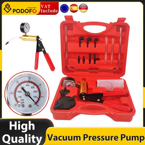 Imagen de Kit de Bomba de Vacío Manual para Purga de Frenos y Prueba de Fluidos Automotrices con Adaptador de Calibre - Herramienta 2 en 1 para Mantenimiento de Vehículos