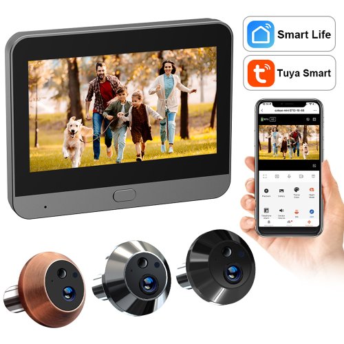 Image of Smart WiFi Doorbell Camera with 3MP HD Night Vision, PIR Motion Detection & Two-Way Audio – Tuya SmartLife App Compatible, Alexa & Google Assistant Ready