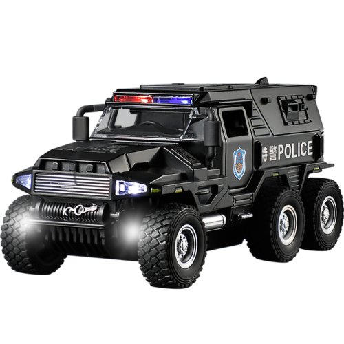 Afbeelding van 1:32 SWAT Stad Politie Vrachtwagen Model Diecast Spelen Terreinwagen Geluid en Licht Sport Auto Speelgoed voor Kinderen Collectie Geschenken