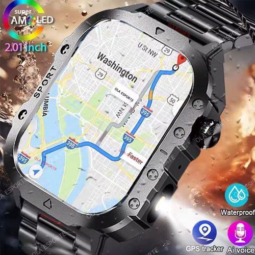 Zdjęcie 2025 Nowy męski smartwatch LED Bluetooth Mówiący smartwatch Wielofunkcyjny tryb sportowy Monitor zdrowia Inteligentny zegarek sportowy na świeżym powietrzu dla Androida