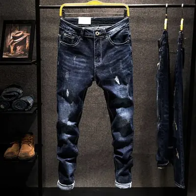 Image de Jeans Slim Déchirés Homme - Style Coréen Élégant