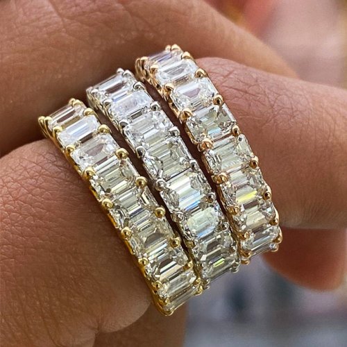 Image of Elegant Full Paved Square Crystal Zircon Engagement Ring for Women – Timeless Wedding Jewelry with Romantic Promise Design