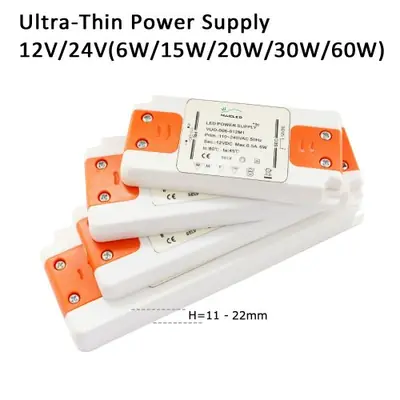 Image de Transformateur LED Ultra Fin 12V/24V - Alimentation Constante 20W-60W