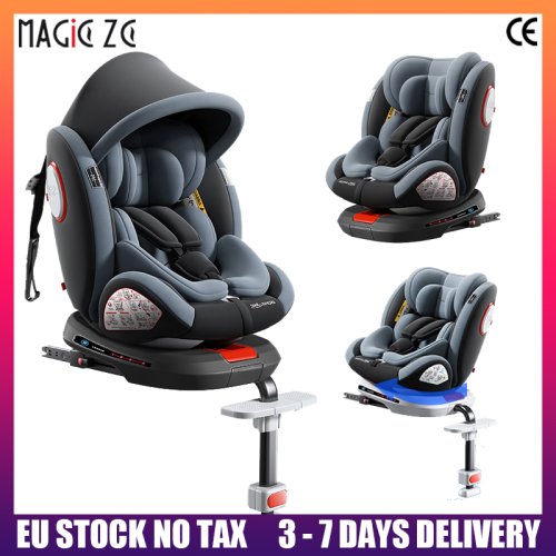 Immagine di Seggiolino Auto Convertibile per Bambino Isofix Girevole 360° Tutto-in-Uno Seggiolino Reclinabile Regolabile 0-12 Anni
