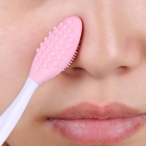 Imagen de Juego de cepillos de silicona naturales para limpieza facial profunda, exfoliación suave y eliminación de puntos negros con cabezales intercambiables
