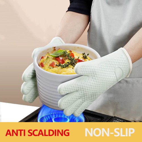 Image of Premium Thickened Silicone Oven Mitts – Heat Resistant, Anti-Slip & Anti-Scald Gloves for Safe Baking, Grilling, and Microwave Use