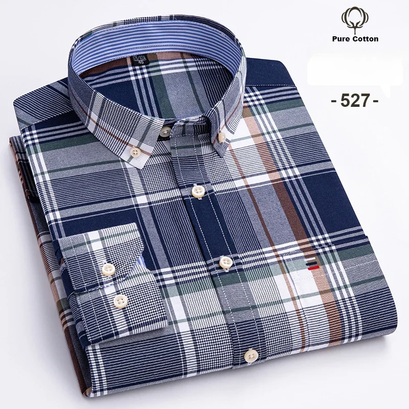 Imagen de Camisa de Manga Larga para Hombre Talla 7XL, 100% Algodón Oxford, Corte Slim Fit, Diseño Elegante y Casual, Ropa de Diseñador Suave y Cómoda