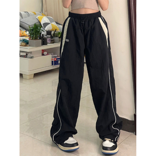 Imagen de Pantalones Holgados Retro de Primavera para Mujer con Cordón, Estilo Y2K, Cintura Media y Pierna Ancha - Ropa Deportiva Casual