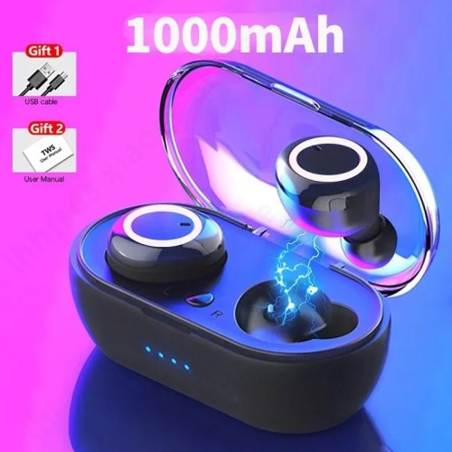 Immagine di Y50 TWS Auricolari Bluetooth 5.0 senza fili Touch Control Cuffie stereo 9D con microfono Auricolari sportivi Auricolari impermeabili Display a LED