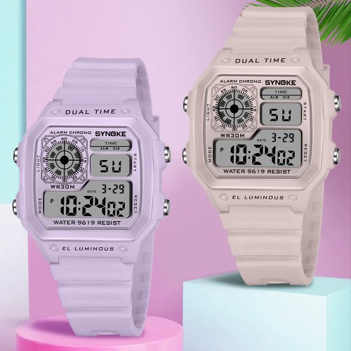 Zdjęcie SYNOKE zegarki cyfrowe Lady Sports Luminous wielofunkcyjny wodoodporny zegarek Chrono Outdoor Girls Fashion Student Watch nowość