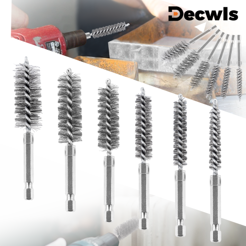 Imagen de Juego de 6 a 12 Cepillos de Alambre de Acero Inoxidable con Mango Hexagonal de 1/4 Pulgada para Limpieza, Pulido y Eliminación de Óxido en Hogar y Talleres
