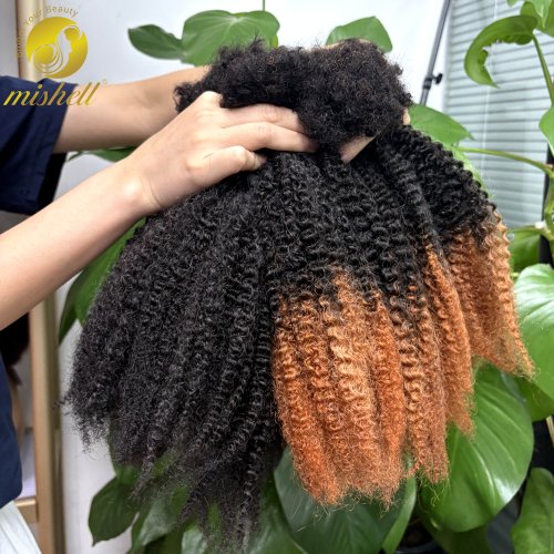 Zdjęcie 16 cali 30g/Bundle Ombre Afro Kinky Kręcone Ludzkie Włosy Doczepiane Bez Szwu do Trwałych Micro Locs/Twistów/Ścierania/Regeneracji Locs