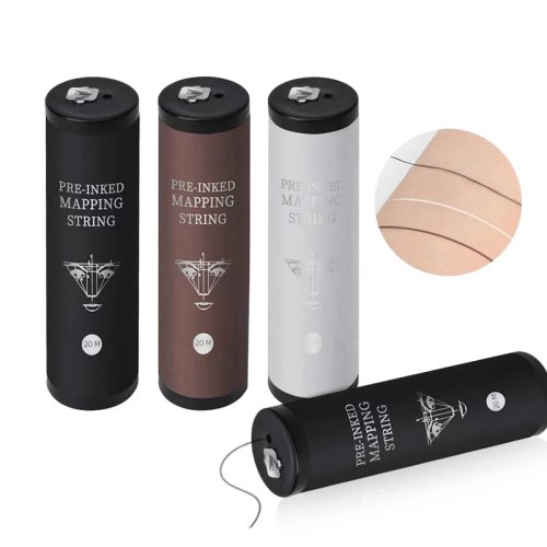 Afbeelding van Elastische 20 Meter String voor Permanente Make-up: Professionele Microblading Tool met Voorgeïnkte Wenkbrauwmapping voor Precieze Lijnen