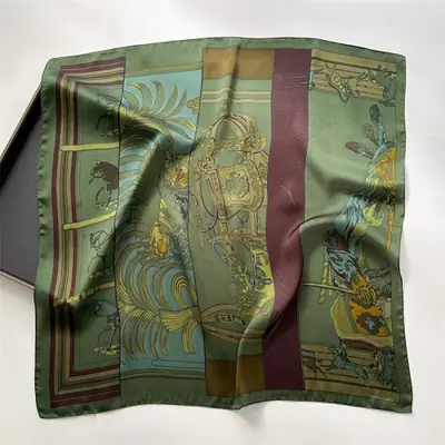 Image de Foulard Cheval Vert Rétro 70x70cm