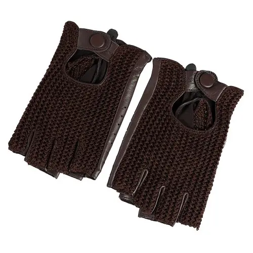 Image de Gants Moto Sans Doigts en Cuir Véritable