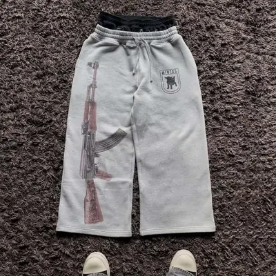 Image de Pantalon Y2K Brodé Taille Haute - Style Urbain
